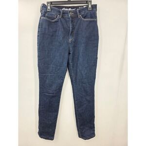 Eddie Bauer Revival High Rise Straight Fleece Lined Jeans Dark Wash Blue 10